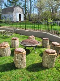 turn tree stumps into fire pit seating