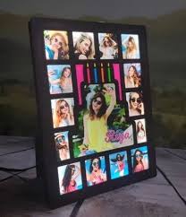 wooden multicolor birthday led collage