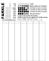 Farkle Score Sheet