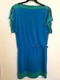Details About Laundry By Shelli Segal Womens Size 4 Dress Blouson Cold Shoulder Blue Green