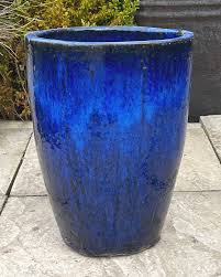 Glazed Blue Tall Tapered Cylinder Small