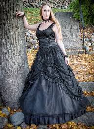 Refined, classic dresses by cameron blake. Sinister Gothic Plus Size Black Satin Lace Tulle W Rosettes Long Wedding Gown 914black 199 95 Mystic Crypt The Most Unique Hard To Find Items At Ghoulishly Great Prices