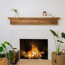 Barton 60 In W Floating Vintage Wood Fireplace Mantel Cap Wall Shelf Beam Easy Mount Vintage Ash Vintage Ashy