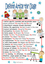Chart Definite Article The English Esl Worksheets