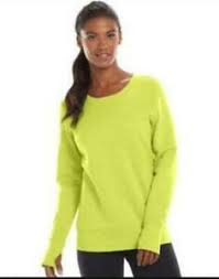 Details About Womens Tek Gear Fleece Crewneck Sweatshirt Neon Green Size S Small Nwt