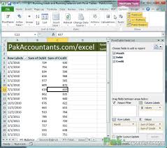 running balance with excel pivot tables