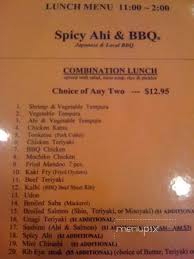 menu of y ahi bbq in pearl city