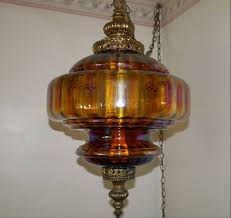 Amber Glass Hanging Swag Lamp