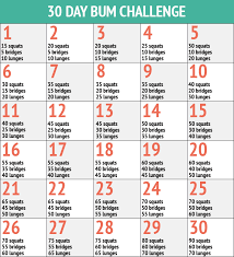 30 Day Bum Fitness Challenge Chart I Could Do This But