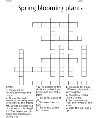 Spring Blooming Plants Crossword Wordmint