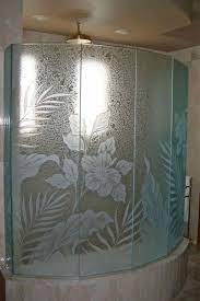 Bamboo Egret Custom Shower Glass