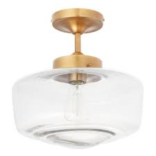 Brass And Glass Dome Semi Flush Mount Ceiling Light World Market