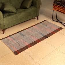 handwoven wool blend area rug in a warm