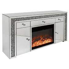 Reyn Crushed Glass Sideboard With Fire