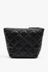 black quilted tri cosmetic case bags