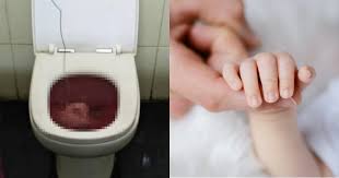 Newborn Baby In Unclogged Toilet Bowl