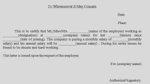 Simple Salary Certificate To Whomsoever It May Concern