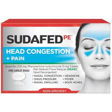sudafed pe for head congestion pain