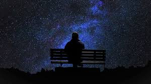 lonely man bench sky night stars