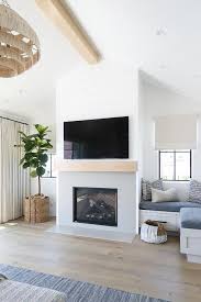 Shiplap Fireplace With Gray Surround