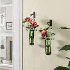 Rustic Black Metal Wall Mount Vases