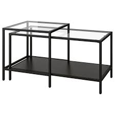 2 side tables 55cm square small coffee table bedroom ikea lack. Vittsjo Tables Gigognes Lot De 2 Brun Noir Verre 90x50 Cm Ikea