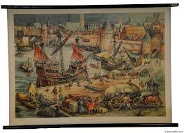 Cultural Historical Wall Chart Scenery Of A Port Harbor