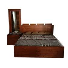 Modern Brown Wooden Double Bed With