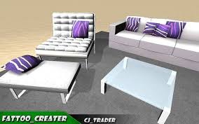 3d model low poly sofa set for living
