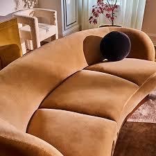 Muir 90 Camel Velvet Curved Sofa By