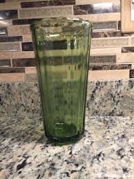 beautiful vintage green glass fluted