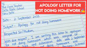 apology letter for not doing homework