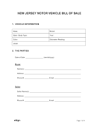 motor vehicle bill of form