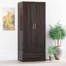 The natural brown finish lets the wood's unique grain color variation shine through. Anchorage Rustic Solid Wood Wardrobe Clothing Armoire With Drawer