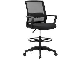 A tall office chair for tall people should have a higher seat, a longer seat pan, a taller back, and a larger and higher lumbar curve. Drafting Chair Tall Office Chair Adjustable Height With Lumbar Support Arms Footrest Mid Back Desk Chair Swivel Rolling Mesh Computer Chair For Adults Standing Desk Drafting Stool Black Newegg Com