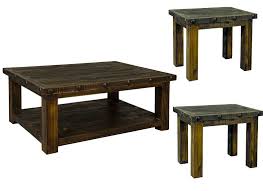 The casual style features a beautiful woodgrain look with complementary matte black, metal legs. Coffee And End Table Set Rustic Coffee And End Table Set