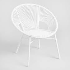 Camden Round White Wicker Outdoor Chair