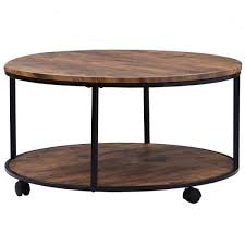 Rustic Brown Round Wooden Coffee Table