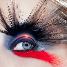 macro eye makeup of a woman with black