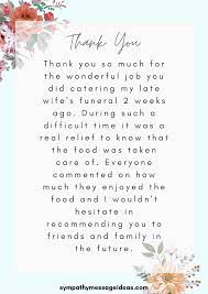 thank you notes for funeral food