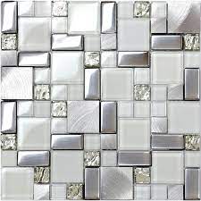 Silver Metal And Glass Tile Backsplash