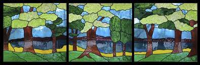 Summer Trees Stained Glass Window
