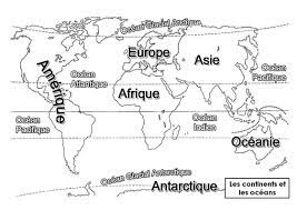 Continents et océans | Continents et océans, Carte du monde a imprimer,  Planisphère à imprimer