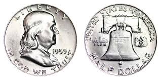 1959 Franklin Half Dollar Liberty Bell Coin Value Prices