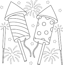 coloring page for kids fireworks on new