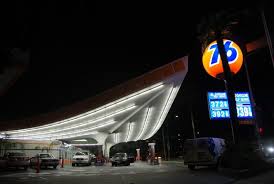 A retail establishment that sells lubricants for road motor vehicles and fuels like diesel and petrol is called a gas station. Union 76 Gas Station Los Angeles Conservancy