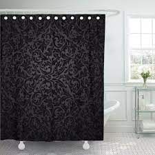 A wide assortment of fashion colors and styles to match any go to luxury shower curtains, classic shower curtains, fashion shower curtains. Black Damask Floral Pattern Royal Flowers On Gothic Luxury Shower Curtain Waterproof Polyester Fabric 60 X 72 Inches With Hooks Shower Curtains Aliexpress