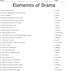 elememts of drama worksheet wordmint