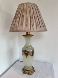 Gold Overlay Opaline Side Table Lamp