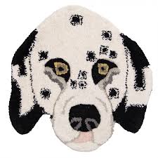 for0022 rug dog 35x35 cm white black